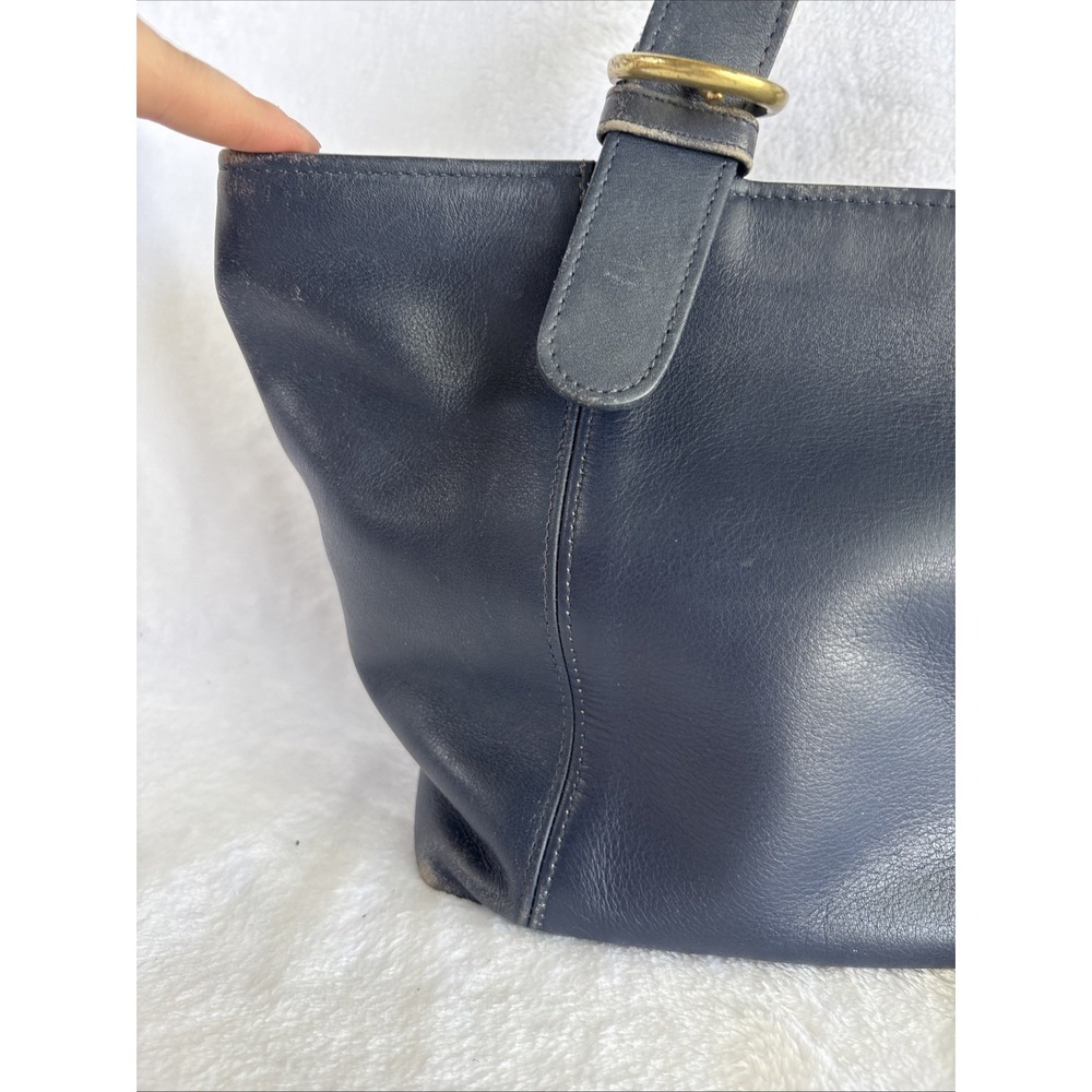 Vintage COACH Waverly Bag Navy Blue Leather Zip Closure 4133 90s Costa Rica - Picture 5 of 16